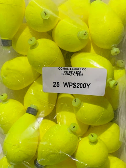 Comal 2" Pear Snap Weighted Float 25pk WPS200Y