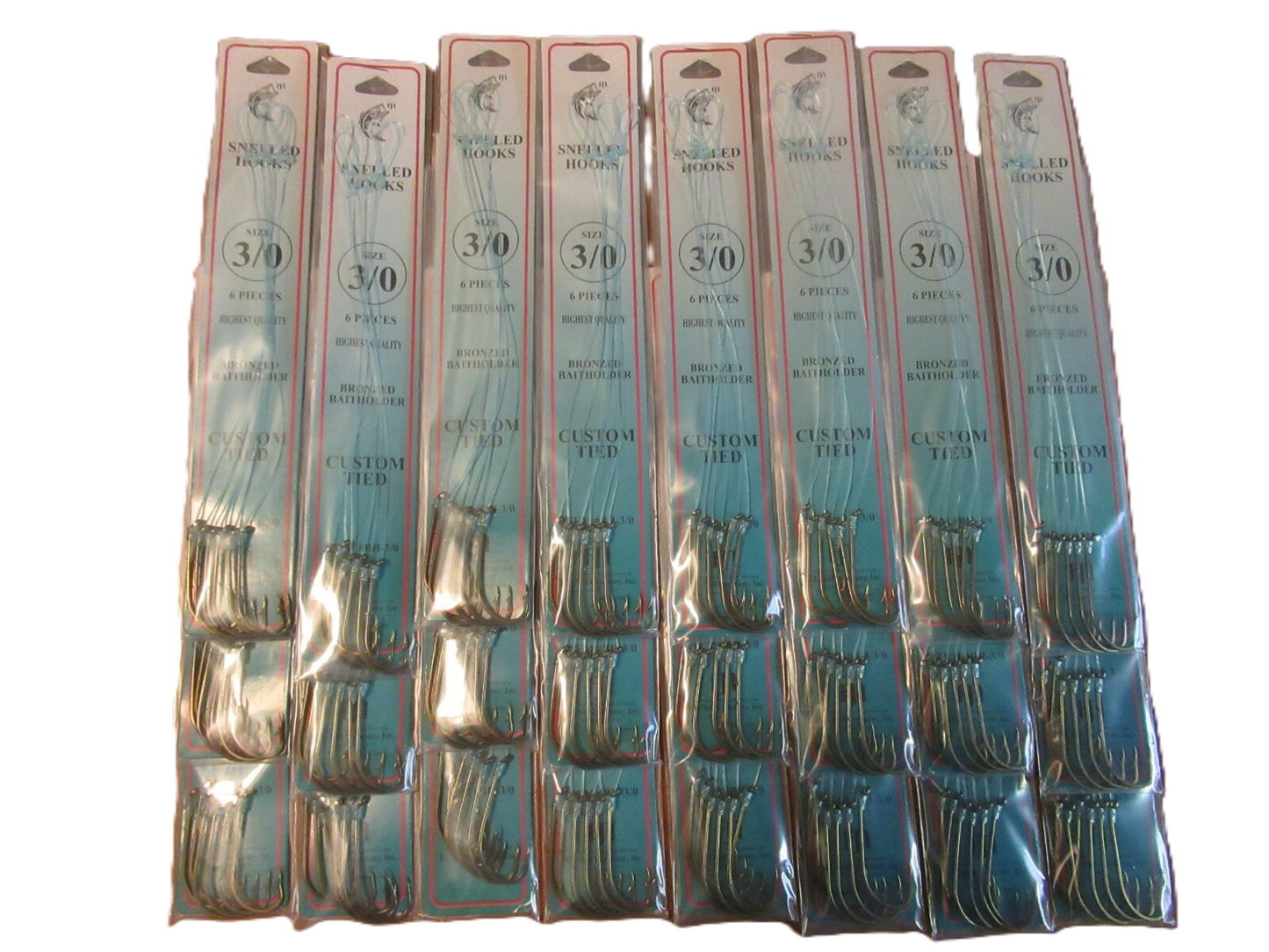 FJ Neil Bronze Baitholder Snelled Hook SZ 1 / 24 Packs of 6 Hooks Each