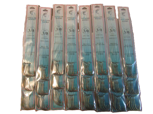 FJ Neil Bronze Baitholder Snelled Hook SZ 6 / 24 Packs of 6 Hooks Each