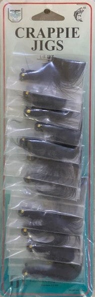 FJ Neil Crappie Jigs 1/8 Card of 12 Black 180-BBB