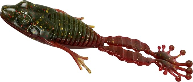 Fishlab Flippin Frog 4 1/4" Green Pumpkin/Red Craw Pack of 6