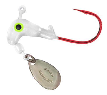 Blakemore Road Runner Bladed Jig Heads 1/16oz White 6 Packs of 4 Count Each w/Bleeding Bait Hooks