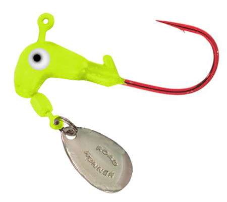 Blakemore Road Runner Bladed Jig Heads 1/16oz Chartreuse 6 Packs of 4 Count Each w/Bleeding Bait Hooks